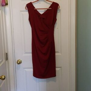 Vinmatto maroon fitted dress Sz L NWT